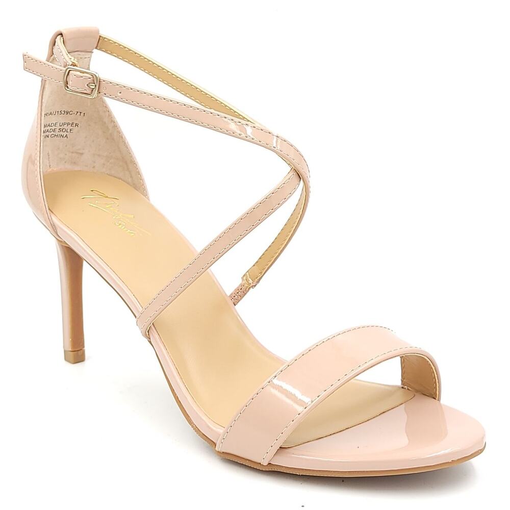 Thalia Sodi Women Cross Strap High Heeled Sandals Darria Size US 10M Nude Beige